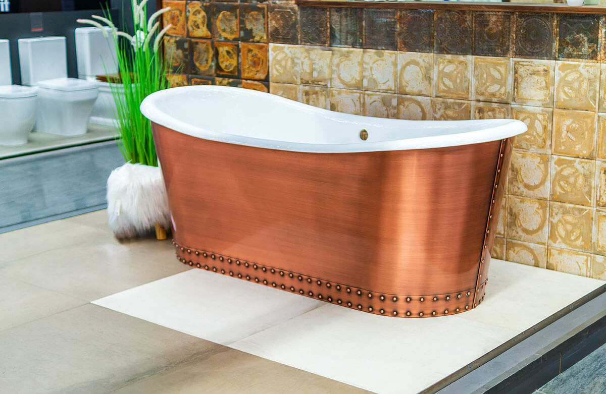 copper bathtub display
