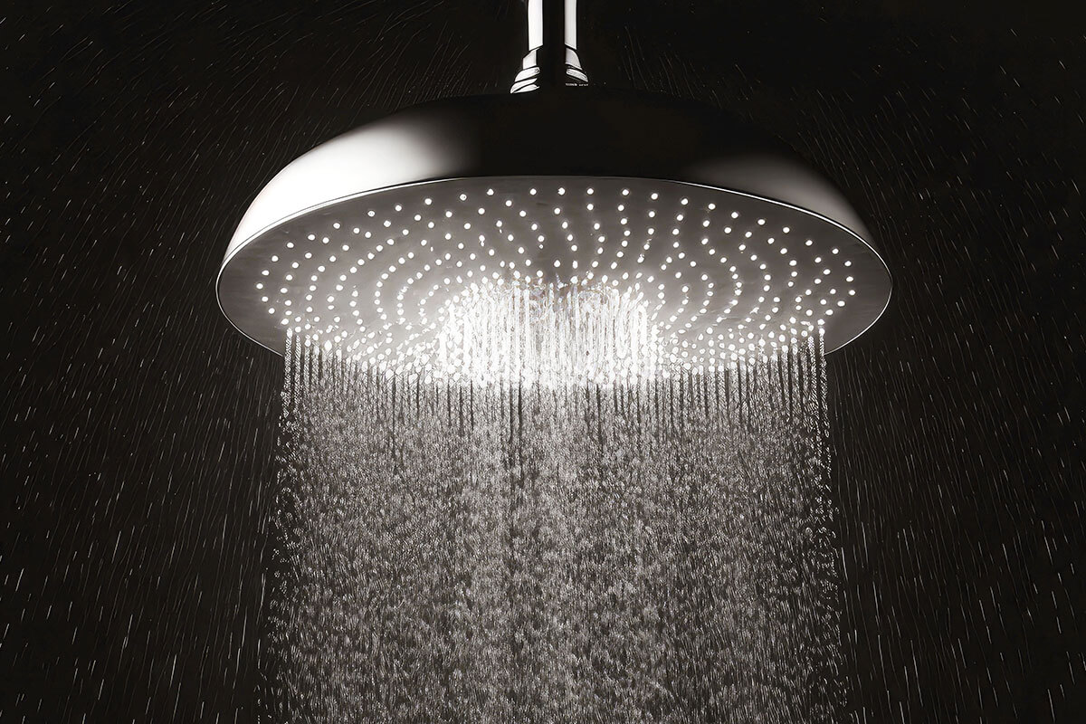 water flowing from shower head luxury